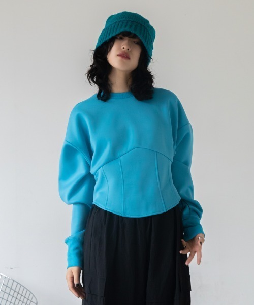 VACANCY(ヴァカンシー)の「コルセットラウンドトレーナー(スウェット・レディース・ライトブルー/ブラック/アイボリー/ピンク・FREE)」の10枚目の写真