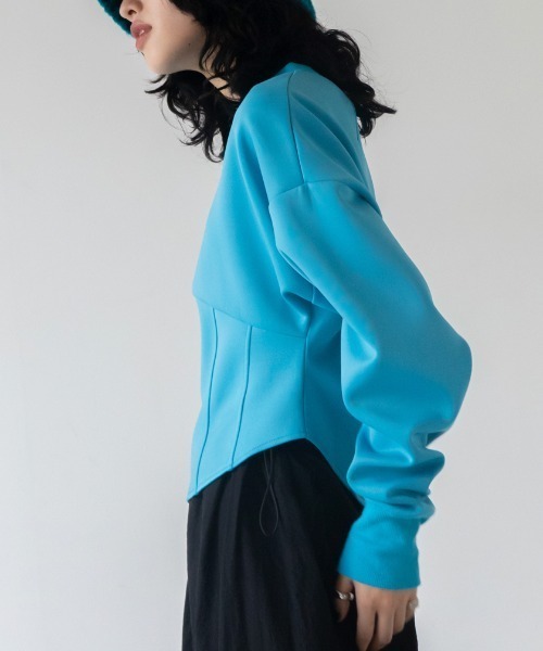 VACANCY(ヴァカンシー)の「コルセットラウンドトレーナー(スウェット・レディース・ライトブルー/ブラック/アイボリー/ピンク・FREE)」の5枚目の写真