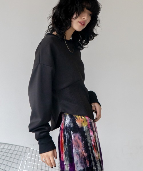 VACANCY(ヴァカンシー)の「コルセットラウンドトレーナー(スウェット・レディース・ライトブルー/ブラック/アイボリー/ピンク・FREE)」の12枚目の写真