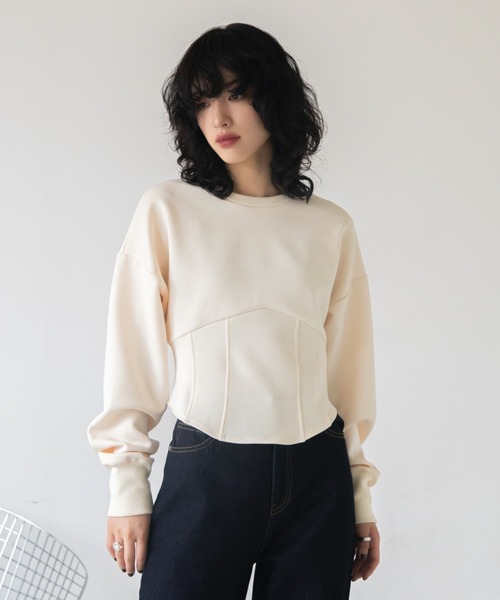 VACANCY(ヴァカンシー)の「コルセットラウンドトレーナー(スウェット・レディース・ライトブルー/ブラック/アイボリー/ピンク・FREE)」の13枚目の写真