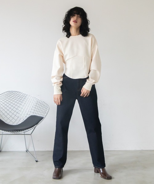 VACANCY(ヴァカンシー)の「コルセットラウンドトレーナー(スウェット・レディース・ライトブルー/ブラック/アイボリー/ピンク・FREE)」の18枚目の写真