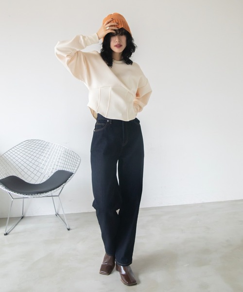 VACANCY(ヴァカンシー)の「コルセットラウンドトレーナー(スウェット・レディース・ライトブルー/ブラック/アイボリー/ピンク・FREE)」の14枚目の写真