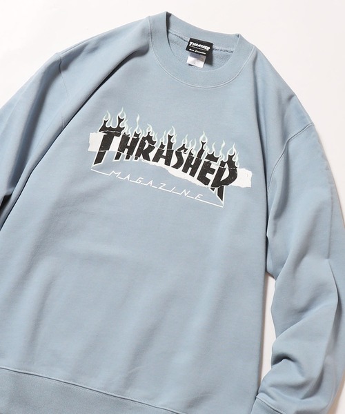 THRASHER（スラッシャー）の「THRASHER/スラッシャー Split Flame Sticker CREW トレーナー（スウェット・メンズ・バーガンディー/オリーブ/チャコール/グレイッシュブルー・M/XL/L）」の3枚目の写真