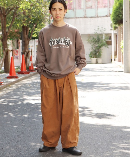 THRASHER（スラッシャー）の「THRASHER/スラッシャー Split Flame Sticker CREW トレーナー（スウェット・メンズ・バーガンディー/オリーブ/チャコール/グレイッシュブルー・M/XL/L）」の7枚目の写真