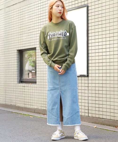 THRASHER（スラッシャー）の「THRASHER/スラッシャー Split Flame Sticker CREW トレーナー（スウェット・メンズ・バーガンディー/オリーブ/チャコール/グレイッシュブルー・M/XL/L）」の14枚目の写真