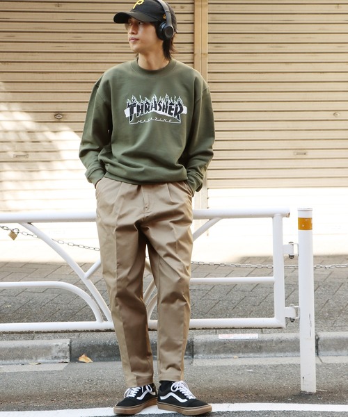 THRASHER（スラッシャー）の「THRASHER/スラッシャー Split Flame Sticker CREW トレーナー（スウェット・メンズ・バーガンディー/オリーブ/チャコール/グレイッシュブルー・M/XL/L）」の21枚目の写真