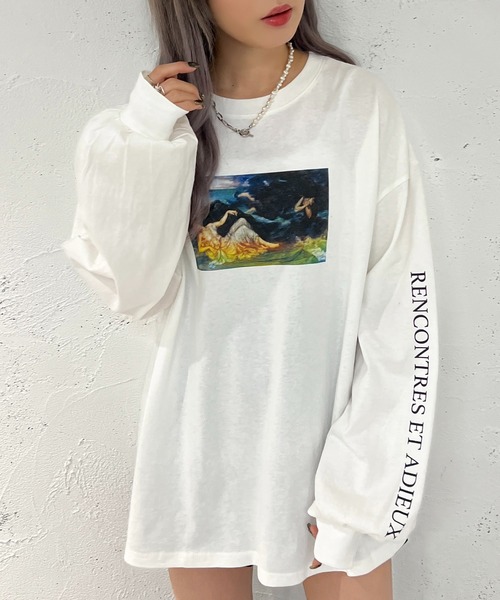 apres jour mignon(アプレジュールミニョン)の「アソートBIGロンT【ZOZOTOWN限定アイテム】(Tシャツ/カットソー・レディース・ホワイト系その他2/アイボリー/ブラック系その他/ブラック系その他2/ホワイト系その他3/イエロー/オフホワイト/ブラック/パープル/ホワイト系その他・フリー/X-LARGE)」の5枚目の写真