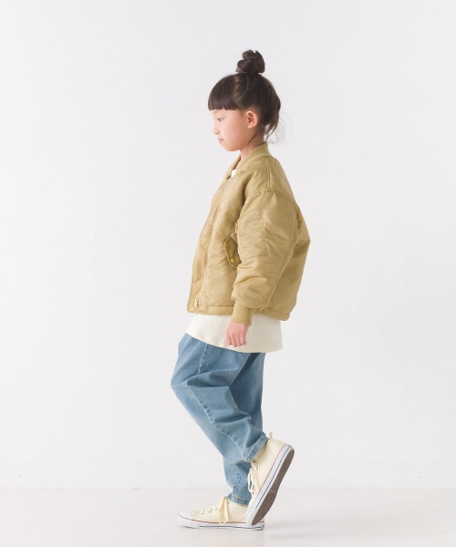 OMNES（オムネス）の「キッズナイロンツイルMA-1ブルゾン（ブルゾン・キッズ・ベージュ/ブラック・100/110/120/130/140）」の8枚目の写真