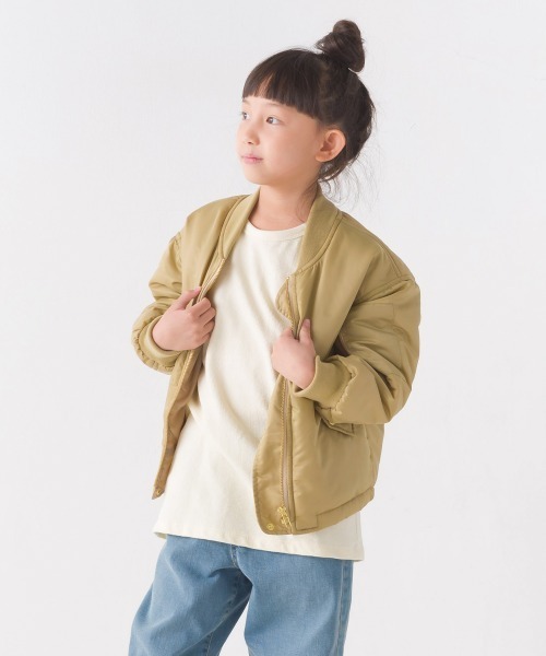 OMNES（オムネス）の「キッズナイロンツイルMA-1ブルゾン（ブルゾン・キッズ・ベージュ/ブラック・100/110/120/130/140）」の11枚目の写真