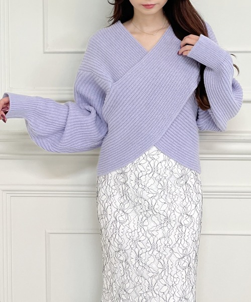 MIIA（ミーア）の「クロスニット（ニット/セーター・レディース・ブラック/オフホワイト/グリーン/ピンク/パープル/ベージュ・FREE）」の20枚目の写真