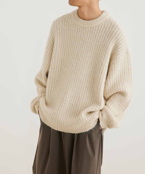 アルパカミックスオーバーサイズニットプルオーバー