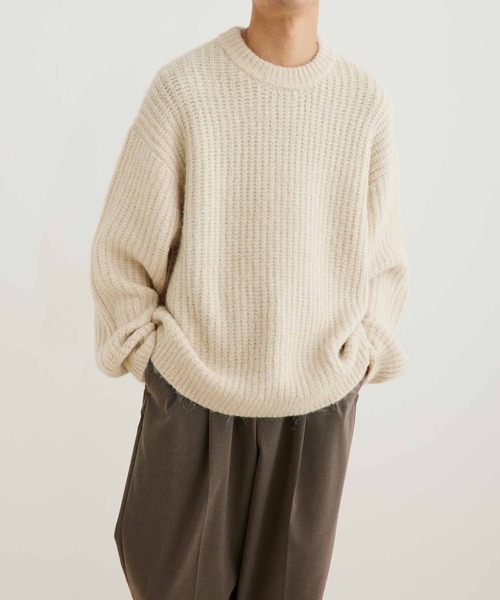 アルパカミックスオーバーサイズニットプルオーバー