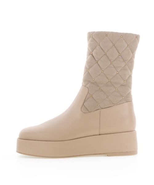 RANDA(ランダ)の「晴雨兼用 キルティングボリュームソールブーツ(ブーツ・レディース・ベージュ/ブラック・S/M/LL/L)」の7枚目の写真