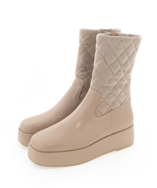 RANDA(ランダ)の「晴雨兼用 キルティングボリュームソールブーツ(ブーツ・レディース・ベージュ/ブラック・S/M/LL/L)」の17枚目の写真