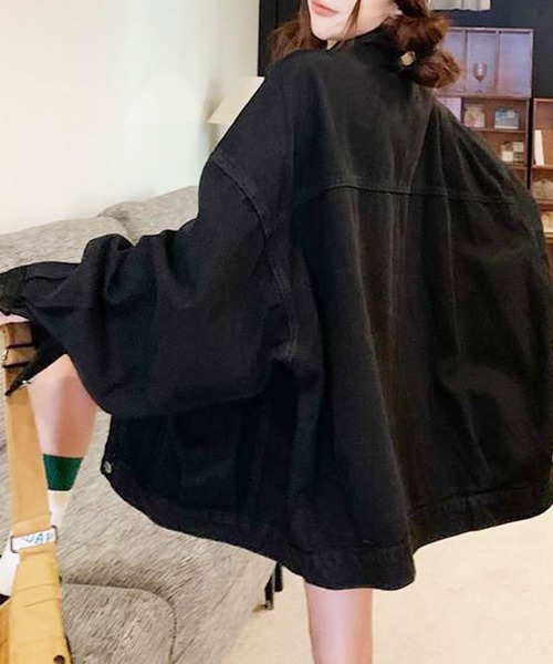 EPICKS(エピックス)の「ブラックデニムビッグシルエットジャケット(デニムジャケット・レディース・ブラック・M/L)」の3枚目の写真