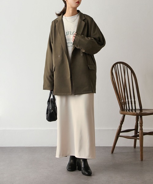 Chillfar（チルファー）の「スリットスリーブテーラードジャケット（テーラードジャケット・レディース・カーキ/ブラック/アイボリー/グレー/オレンジ/ピンク/グリーン/ダークブラウン・FREE）」の21枚目の写真