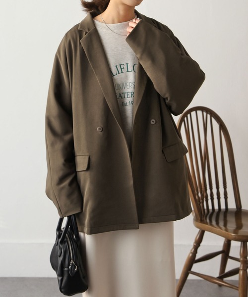 Chillfar（チルファー）の「スリットスリーブテーラードジャケット（テーラードジャケット・レディース・カーキ/ブラック/アイボリー/グレー/オレンジ/ピンク/グリーン/ダークブラウン・FREE）」の14枚目の写真