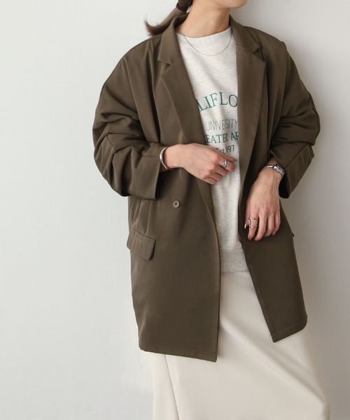 Chillfar（チルファー）の「スリットスリーブテーラードジャケット（テーラードジャケット・レディース・カーキ/ブラック/アイボリー/グレー/オレンジ/ピンク/グリーン/ダークブラウン・FREE）」の16枚目の写真
