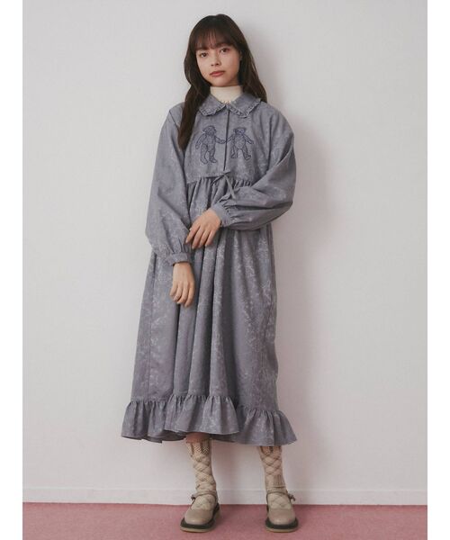 merry jenny(メリージェニー)の「bearジャガードシャツワンピース(シャツワンピース・レディース・ブラウン/ブルー/ブラック・FREE)」の4枚目の写真