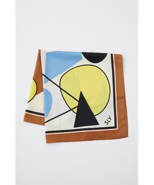 SLY（スライ）の「GEOMETRIC PAINT SCARF ジオメトリック ペイント スカーフ（バンダナ/スカーフ・レディース・ベージュ/グリーン・FREE）」の12枚目の写真