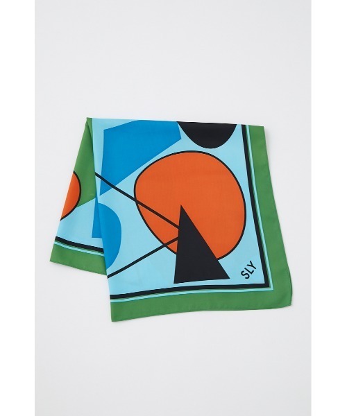 SLY（スライ）の「GEOMETRIC PAINT SCARF ジオメトリック ペイント スカーフ（バンダナ/スカーフ・レディース・ベージュ/グリーン・FREE）」の10枚目の写真