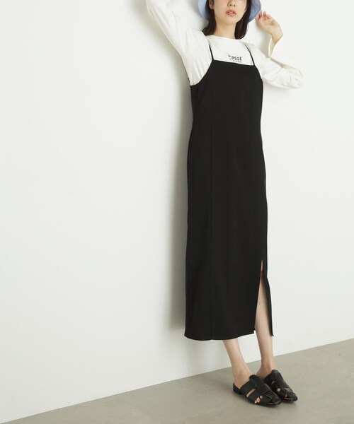 FREE'S MART（フリーズマート）の「◆フロントスリットナローキャミジャンパースカート（ジャンパースカート・レディース・ブラック/ホワイト・SMALL/MEDIUM）」の21枚目の写真