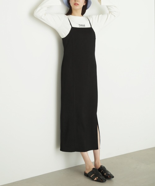 FREE'S MART（フリーズマート）の「◆フロントスリットナローキャミジャンパースカート（ジャンパースカート・レディース・ブラック/ホワイト・SMALL/MEDIUM）」の9枚目の写真