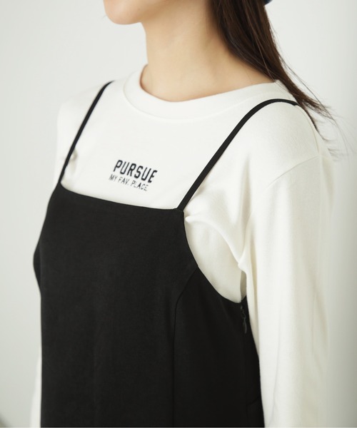 FREE'S MART（フリーズマート）の「◆フロントスリットナローキャミジャンパースカート（ジャンパースカート・レディース・ブラック/ホワイト・SMALL/MEDIUM）」の11枚目の写真