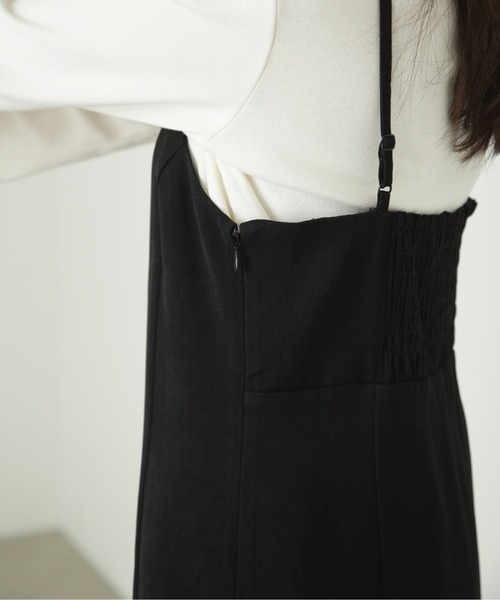 FREE'S MART（フリーズマート）の「◆フロントスリットナローキャミジャンパースカート（ジャンパースカート・レディース・ブラック/ホワイト・SMALL/MEDIUM）」の12枚目の写真