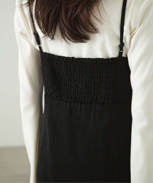 FREE'S MART（フリーズマート）の「◆フロントスリットナローキャミジャンパースカート（ジャンパースカート・レディース・ブラック/ホワイト・SMALL/MEDIUM）」の13枚目の写真