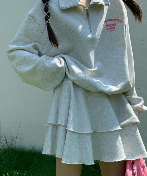 LYEON(リヨン)の「ハーフジップロゴトップス(パーカー・レディース・ネイビー/グレー・FREE)」の11枚目の写真