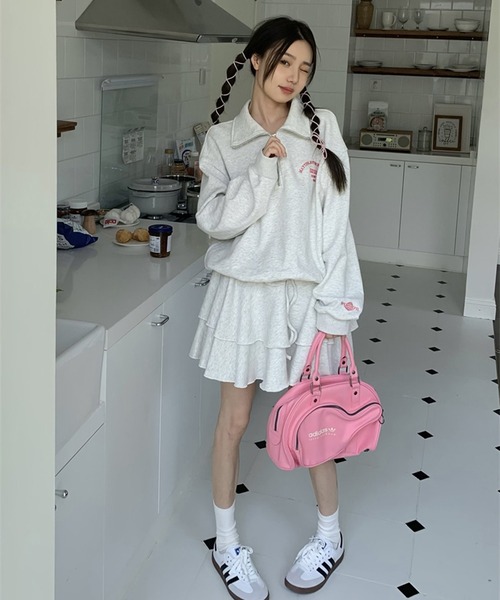 LYEON(リヨン)の「ハーフジップロゴトップス(パーカー・レディース・ネイビー/グレー・FREE)」の14枚目の写真