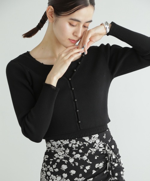 JILL STUART（ジルスチュアート）の「◆カラーベーシックリブカーディガン（カーディガン/ボレロ・レディース・ホワイト/ブラック/レッド/イエロー・FREE）」の3枚目の写真