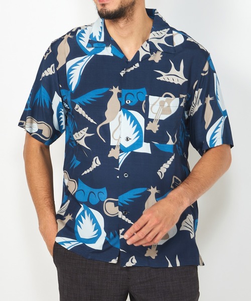 MEN'S BIGI（メンズビギ）の「1992VINTAGE MBプリントオープンカラー半袖シャツ（シャツ/ブラウス・メンズ・ブラウン/ネイビー・02/03）」の2枚目の写真