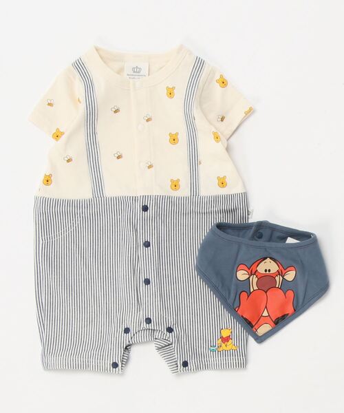 Disney(ディズニー)の「ディズニー スタイ付サロペットロンパース 2点セット 7910B(ロンパース・キッズ・その他9/ナチュラル/ブラック×レッド/イエロー・70cm/80cm)」の3枚目の写真