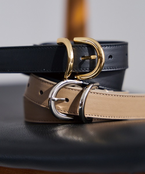 LAVEANGE（ラビアンジェ）の「2連バックル レザーベルト[牛革/大きいサイズ対応]（ベルト・レディース・ブラック/モカ・02/01）」の6枚目の写真