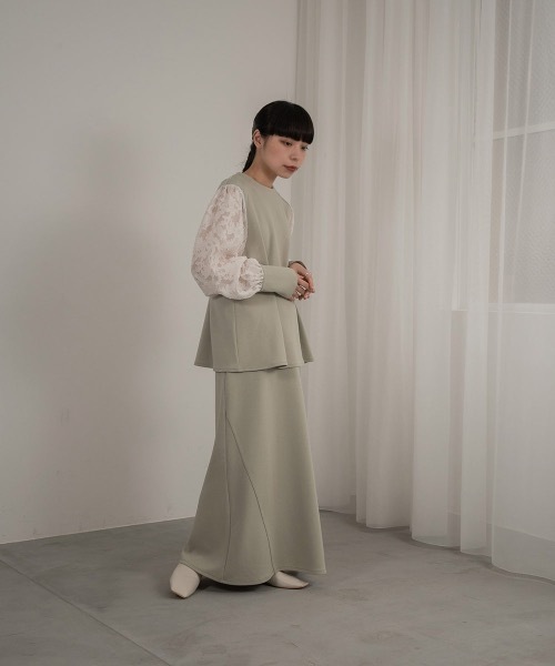 I_am（アイアム）の「design line tuck flare skirt / デザインラインタックフレアスカート（スカート・レディース・グリーン/ブラック/アイボリー・FREE）」の14枚目の写真