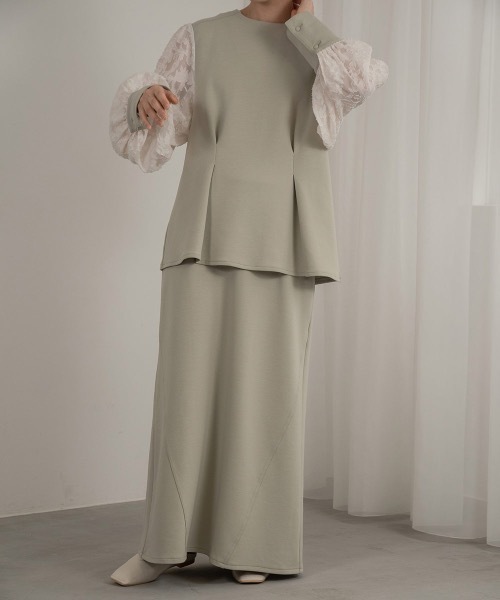 I_am（アイアム）の「design line tuck flare skirt / デザインラインタックフレアスカート（スカート・レディース・グリーン/ブラック/アイボリー・FREE）」の17枚目の写真