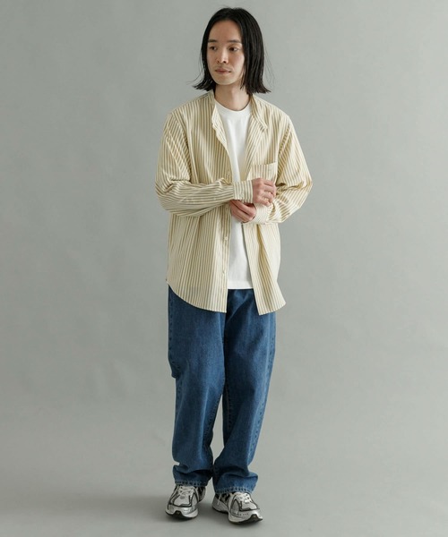 URBAN RESEARCH（アーバンリサーチ）の「『Sサイズあり』ストライプバンドカラーシャツ（シャツ/ブラウス・メンズ・グリーン系その他/ブルー系その他/ベージュ系その他・LARGE/SMALL/MEDIUM）」の6枚目の写真