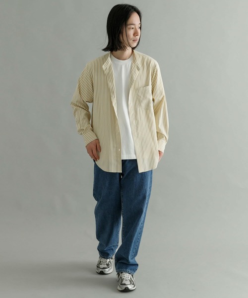 URBAN RESEARCH（アーバンリサーチ）の「『Sサイズあり』ストライプバンドカラーシャツ（シャツ/ブラウス・メンズ・グリーン系その他/ブルー系その他/ベージュ系その他・LARGE/SMALL/MEDIUM）」の7枚目の写真