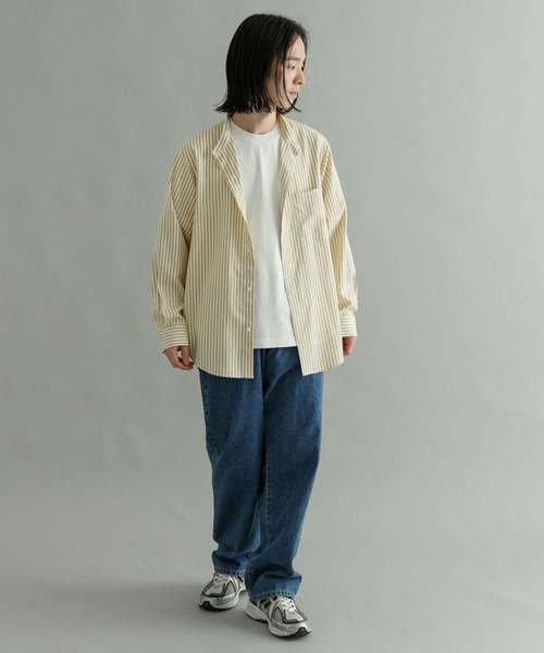 URBAN RESEARCH（アーバンリサーチ）の「『Sサイズあり』ストライプバンドカラーシャツ（シャツ/ブラウス・メンズ・グリーン系その他/ブルー系その他/ベージュ系その他・LARGE/SMALL/MEDIUM）」の8枚目の写真