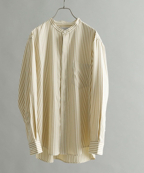 URBAN RESEARCH（アーバンリサーチ）の「『Sサイズあり』ストライプバンドカラーシャツ（シャツ/ブラウス・メンズ・グリーン系その他/ブルー系その他/ベージュ系その他・LARGE/SMALL/MEDIUM）」の9枚目の写真