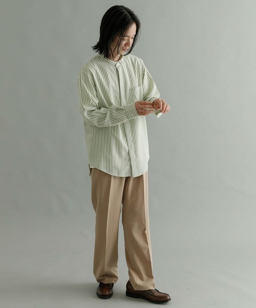 URBAN RESEARCH（アーバンリサーチ）の「『Sサイズあり』ストライプバンドカラーシャツ（シャツ/ブラウス・メンズ・グリーン系その他/ブルー系その他/ベージュ系その他・LARGE/SMALL/MEDIUM）」の11枚目の写真