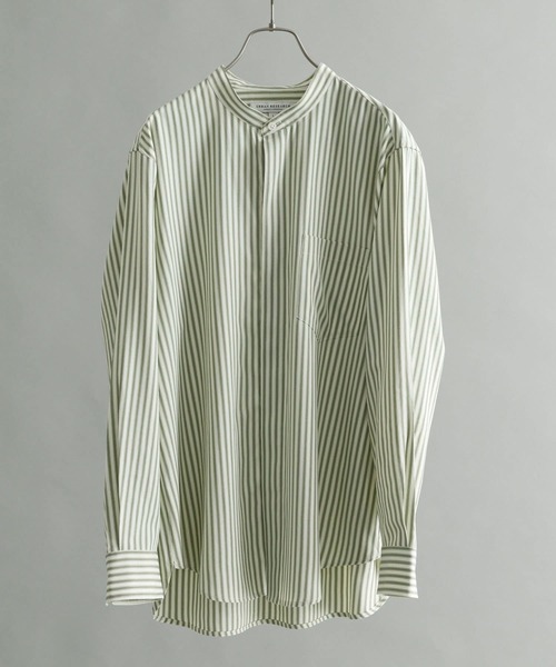URBAN RESEARCH（アーバンリサーチ）の「『Sサイズあり』ストライプバンドカラーシャツ（シャツ/ブラウス・メンズ・グリーン系その他/ブルー系その他/ベージュ系その他・LARGE/SMALL/MEDIUM）」の13枚目の写真