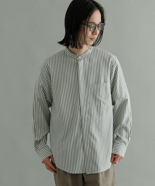 URBAN RESEARCH（アーバンリサーチ）の「『Sサイズあり』ストライプバンドカラーシャツ（シャツ/ブラウス・メンズ・グリーン系その他/ブルー系その他/ベージュ系その他・LARGE/SMALL/MEDIUM）」の14枚目の写真