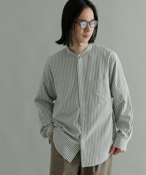 URBAN RESEARCH（アーバンリサーチ）の「『Sサイズあり』ストライプバンドカラーシャツ（シャツ/ブラウス・メンズ・グリーン系その他/ブルー系その他/ベージュ系その他・LARGE/SMALL/MEDIUM）」の16枚目の写真