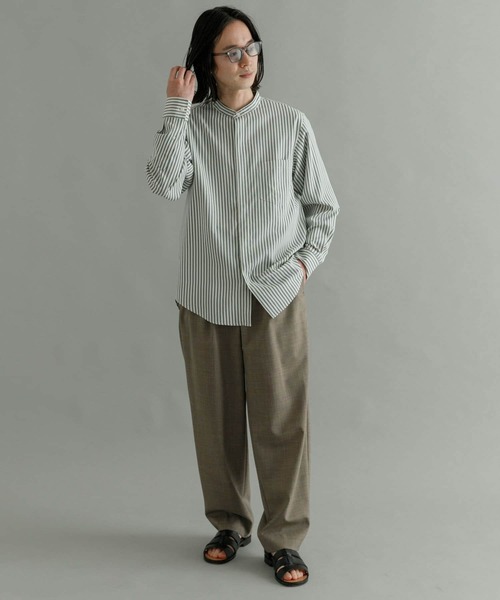 URBAN RESEARCH（アーバンリサーチ）の「『Sサイズあり』ストライプバンドカラーシャツ（シャツ/ブラウス・メンズ・グリーン系その他/ブルー系その他/ベージュ系その他・LARGE/SMALL/MEDIUM）」の19枚目の写真