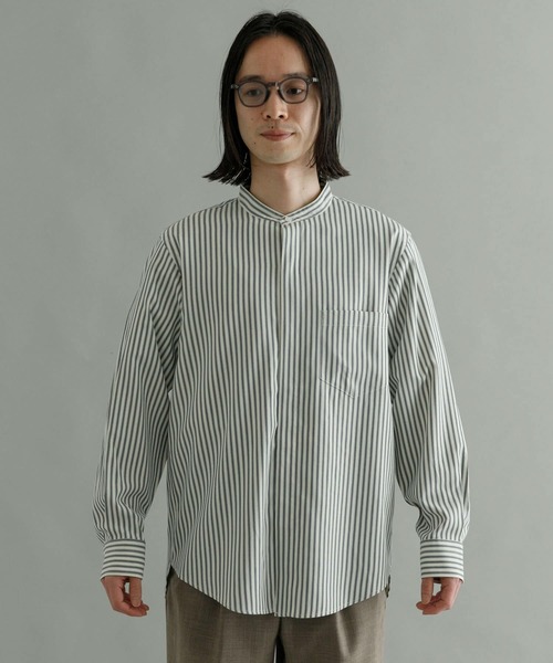 URBAN RESEARCH（アーバンリサーチ）の「『Sサイズあり』ストライプバンドカラーシャツ（シャツ/ブラウス・メンズ・グリーン系その他/ブルー系その他/ベージュ系その他・LARGE/SMALL/MEDIUM）」の20枚目の写真