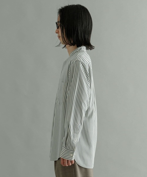 URBAN RESEARCH（アーバンリサーチ）の「『Sサイズあり』ストライプバンドカラーシャツ（シャツ/ブラウス・メンズ・グリーン系その他/ブルー系その他/ベージュ系その他・LARGE/SMALL/MEDIUM）」の21枚目の写真