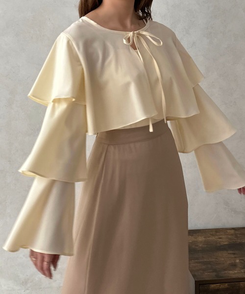 apres jour clair(アプレジュールクレア)の「【apres jour clair】2WAYティアードボレロブラウス【ZOZOTOWN限定アイテム】(シャツ/ブラウス・レディース・ベージュ/アイボリー/ブラウン系その他/ブラック・フリー/X-LARGE)」の14枚目の写真